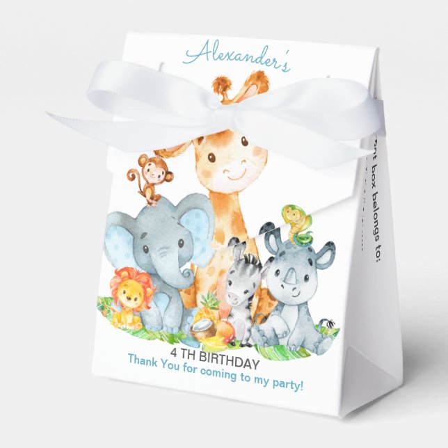 Watercolor Cute Safari Jungle Girl Birthday Presentaskar (Framsidan Sidan)
