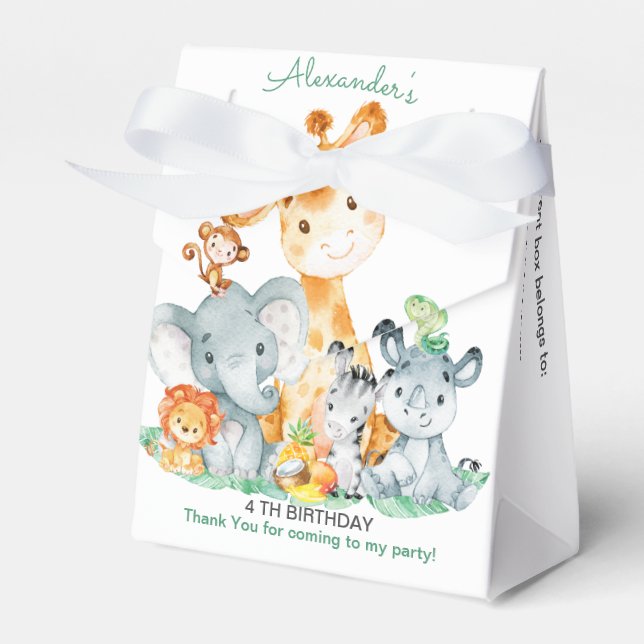 Watercolor Cute Safari Jungle Girl Birthday Presentaskar (Framsidan Sidan)