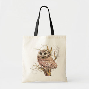 Watercolor Cute Saw Whet Uggla, Bird Tygkasse