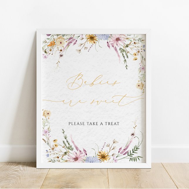 Watercolor Cute Wildblommor Spädbarn är Sweet Sign Poster (Skapare uppladdad)