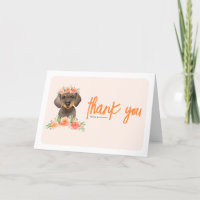 Watercolor Dachshund and Peach Flower Hund Birthda