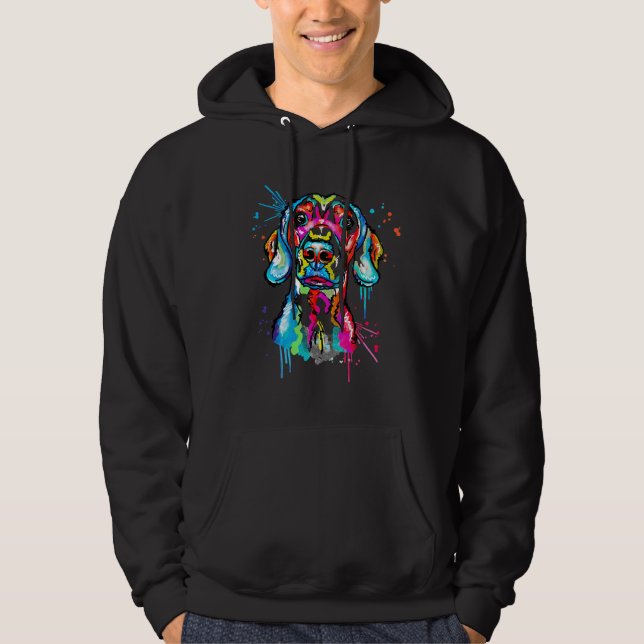 Watercolor Dachshund Hoodie (Framsida)