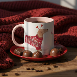 Watercolor Dachshund Hund Valentine Day Sweater Mugg