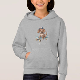 Watercolor Dachshund Kids Pullover Hoodie T Shirt