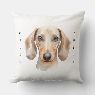 Watercolor Dachshund Pet Memorial Throw Pillow Kudde