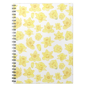 Watercolor Daffodil Ditzy-Blommigten Patterned Anteckningsbok