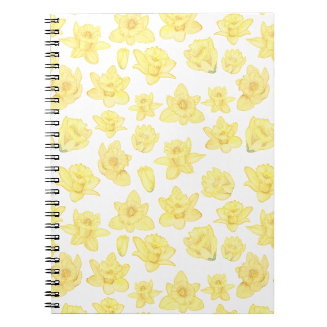 Watercolor Daffodil Ditzy-Blommigten Patterned Anteckningsbok (Framsidan)