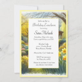 Watercolor Daffodil Garden Birthday Inbjudningar