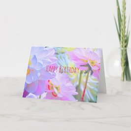 Watercolor Dahlia Flowers Grattis på födelsedagen Kort