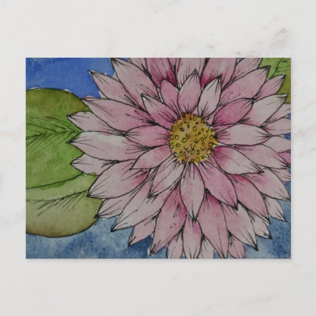 Watercolor Dahlia Vykort (Framsida)