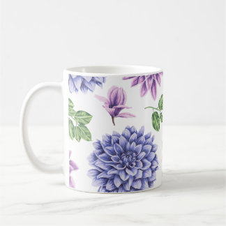 Watercolor Dahlias Lila Blue Kaffemugg