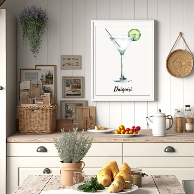 Watercolor Daiquiri Cocktail Home Pub eller Kitche Poster (Skapare uppladdad)