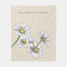 Watercolor Daisy Boho Family Christmas Gift Fleecefilt