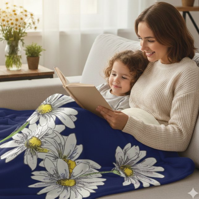 Watercolor Daisy Boho Family Christmas Gift Fleecefilt (Skapare uppladdad)