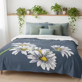 Watercolor Daisy Boho Family Christmas Gift Fleecefilt