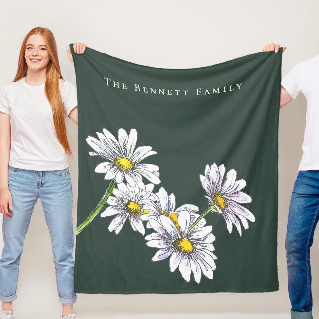 Watercolor Daisy Boho Family Christmas Gift Fleecefilt (Skapare uppladdad)