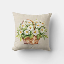 Watercolor Daisy Bouquet i Basket Kudde