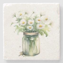 Watercolor Daisy Bouquet i Mason Burk Stenunderlägg