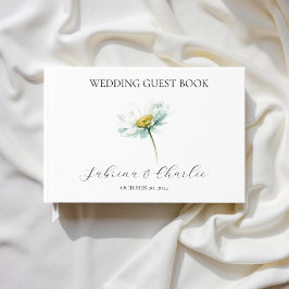 Watercolor Daisy Elegant Floral Wedding Gästböcker
