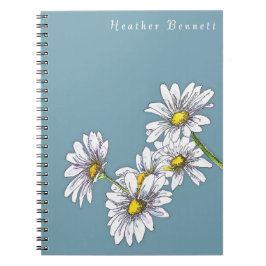 Watercolor Daisy Floral Boho Christmas Gift Anteckningsbok