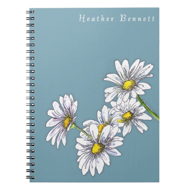 Watercolor Daisy Floral Boho Christmas Gift Anteckningsbok (Framsidan)