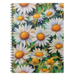 Watercolor Daisy Flowers Garden Anteckningsbok