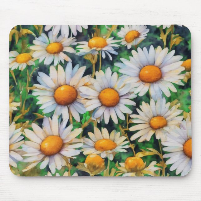 Watercolor Daisy Flowers Garden Musmatta (Framsidan)
