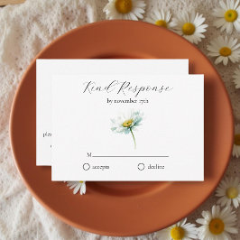 Watercolor Daisy Rustic Floral QR Code Wedding  OSA Kort