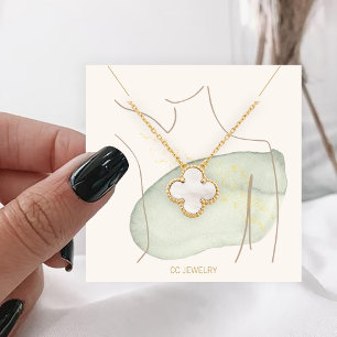 Watercolor Dam Jewerly Necklace Visning Fyrkantigt Visitkort