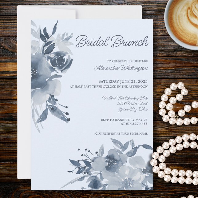 Watercolor Dammtor Blå Bröllopsdusch Inbjudningar (Skapare uppladdad)