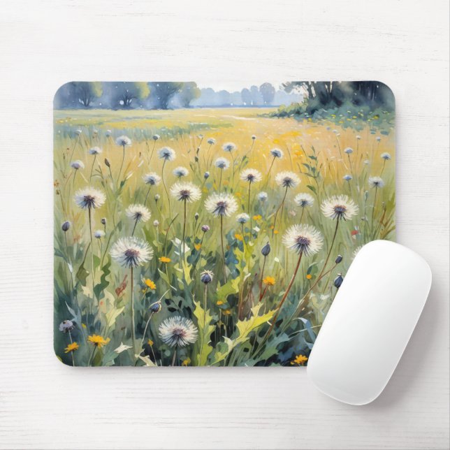 Watercolor Dandelion Fält Musmatta (Med mus)