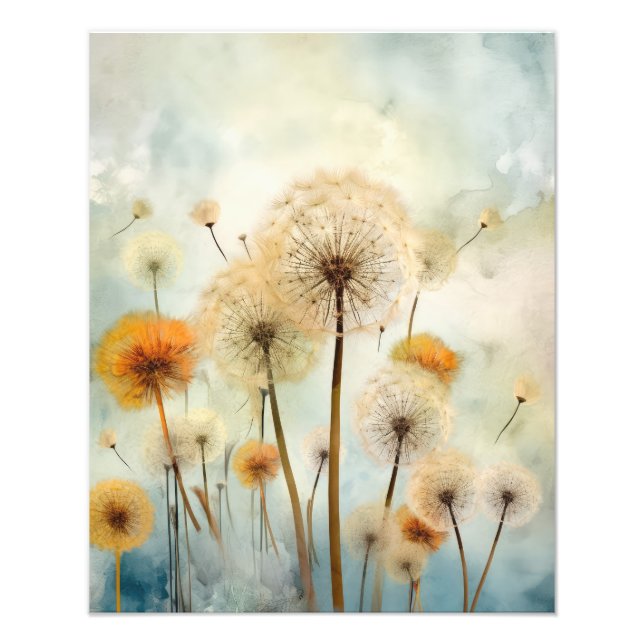Watercolor Dandelions Fototryck (Framsidan)