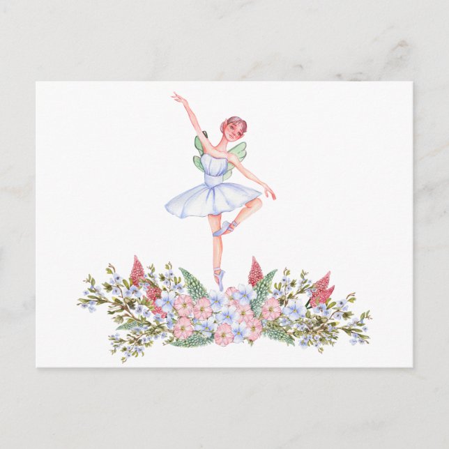Watercolor dansballerina vykort (Framsida)