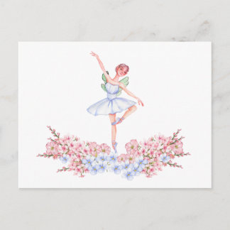 Watercolor dansballerina vykort