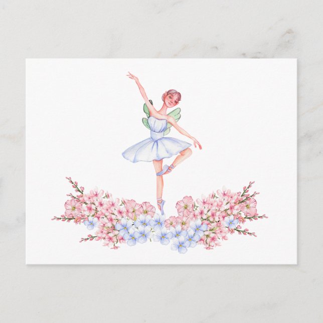 Watercolor dansballerina vykort (Framsida)