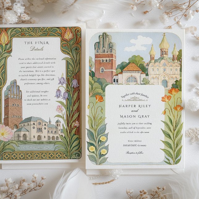 Watercolor Darmstadt Destination Wedding Inbjudningar (Skapare uppladdad)