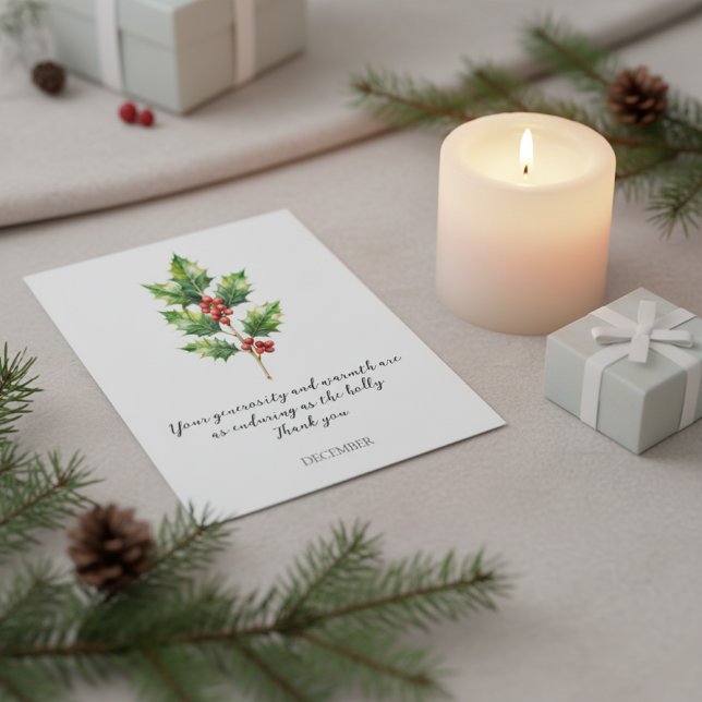 WATERCOLOR DECEMBER HOLLY BIRTH FLOWER VYKORT (Skapare uppladdad)