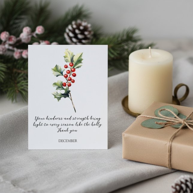 WATERCOLOR DECEMBER HOLLY BIRTH FLOWER VYKORT (Skapare uppladdad)