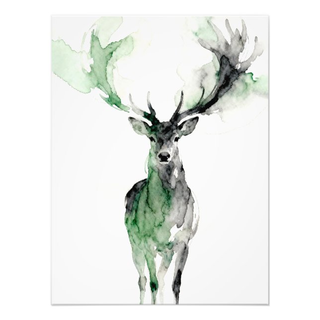 Watercolor Deer with Antlers Fototryck (Framsidan)