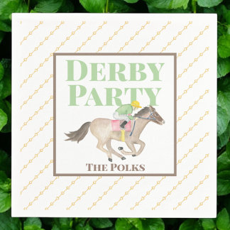Watercolor Derby Party Horse Jockey Tävling Anpass Pappersservett