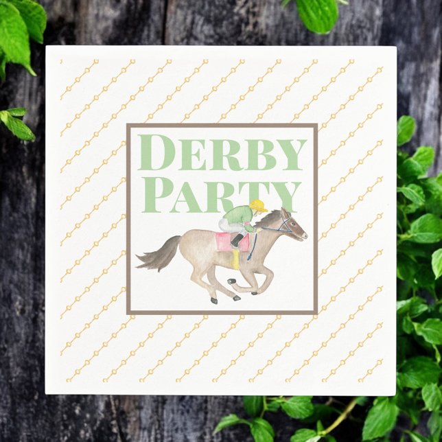 Watercolor Derby Party Horse Jockey Tävling Pappersservett (Skapare uppladdad)