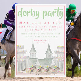 Watercolor Derby Party Iconic Racetrack Elegant Inbjudningar