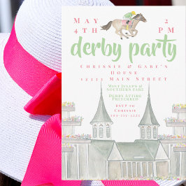 Watercolor Derby Party Jockey Iconic Byggnad Inbjudningar