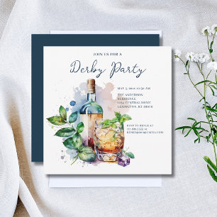 Watercolor Derby Party Mint Julep Inbjudningar