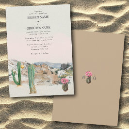 Watercolor Desert Cactus Boho Wedding Inbjudningar