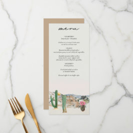 Watercolor Desert Cactus Boho Wedding Meny
