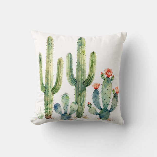 Watercolor Desert Cactus Garden Kudde (Framsida)
