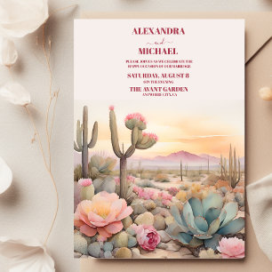 Watercolor Desert Cactus Illustrated Bröllop Inbjudningar