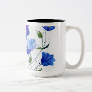 Watercolor Designer Mugg - Vackra brant Blues
