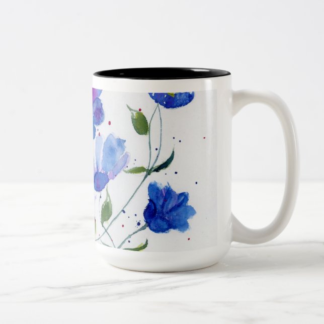 Watercolor Designer Mugg - Vackra brant Blues (Höger)